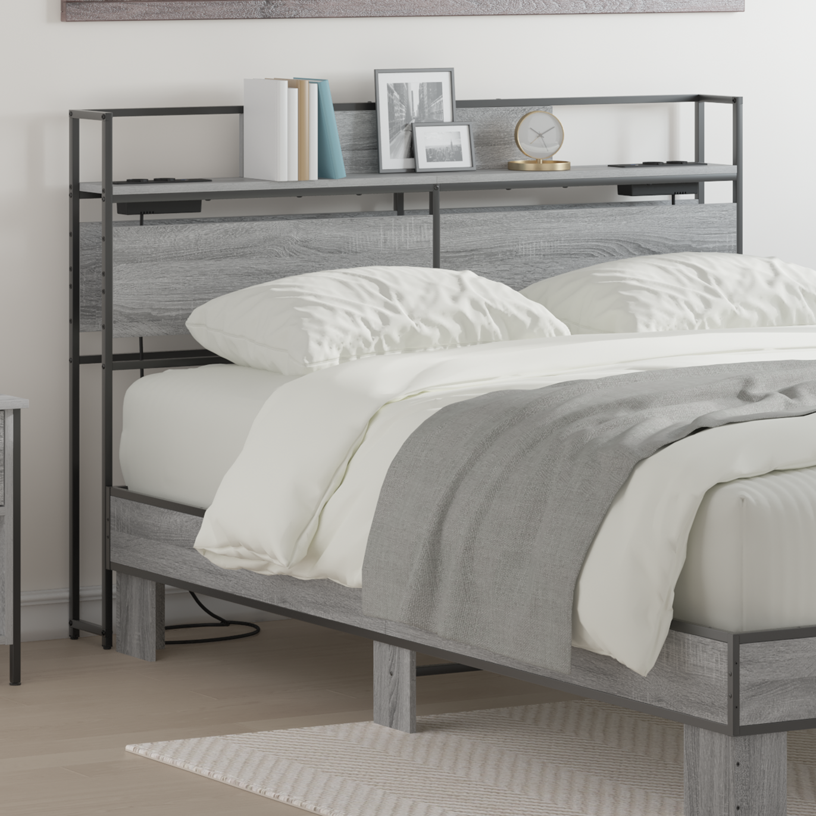 Opbevaringshovedgavl Grå sonoma-eg Konstrueret træ