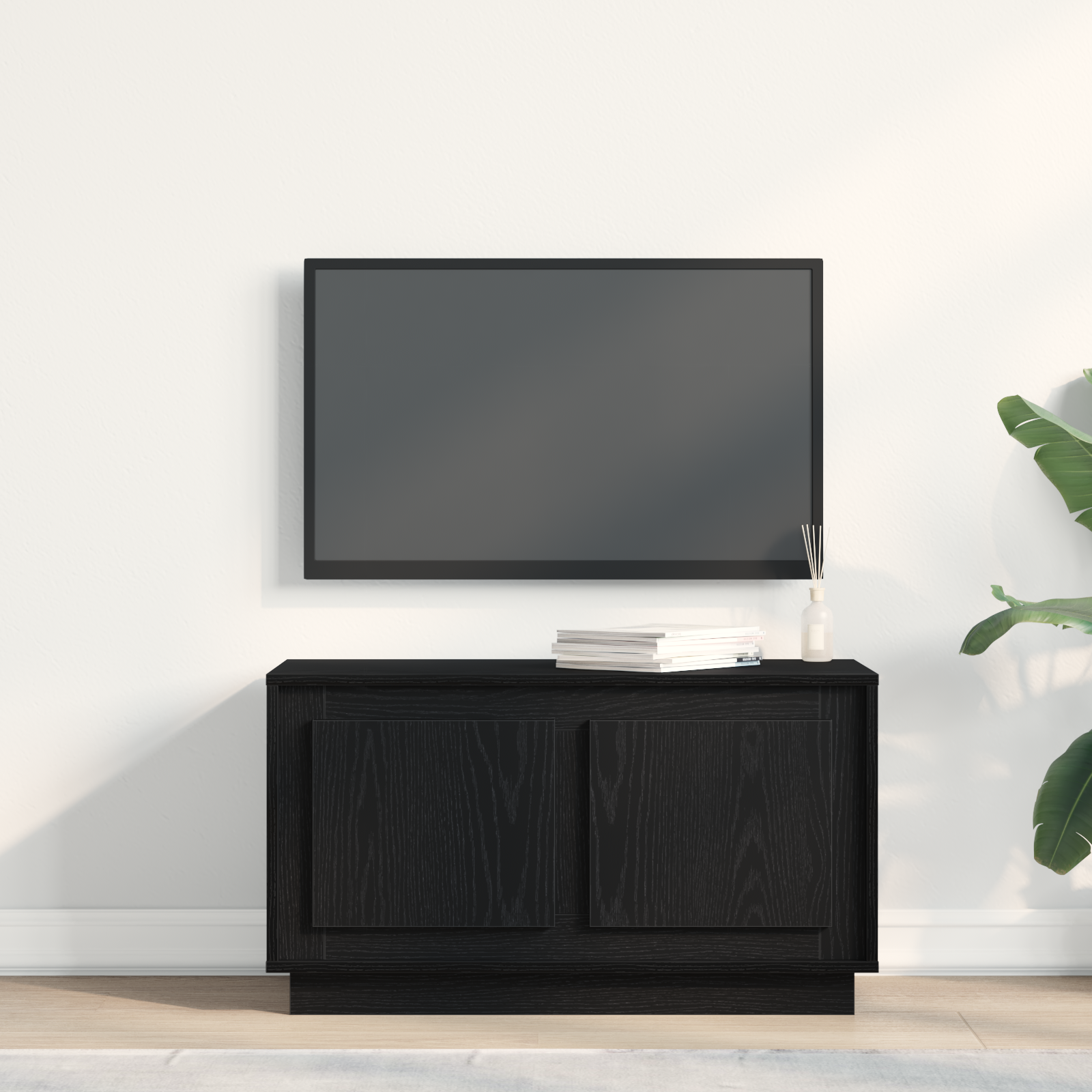 TV-skab Sort eg 80 x 35 x 45 cm Konstrueret træ