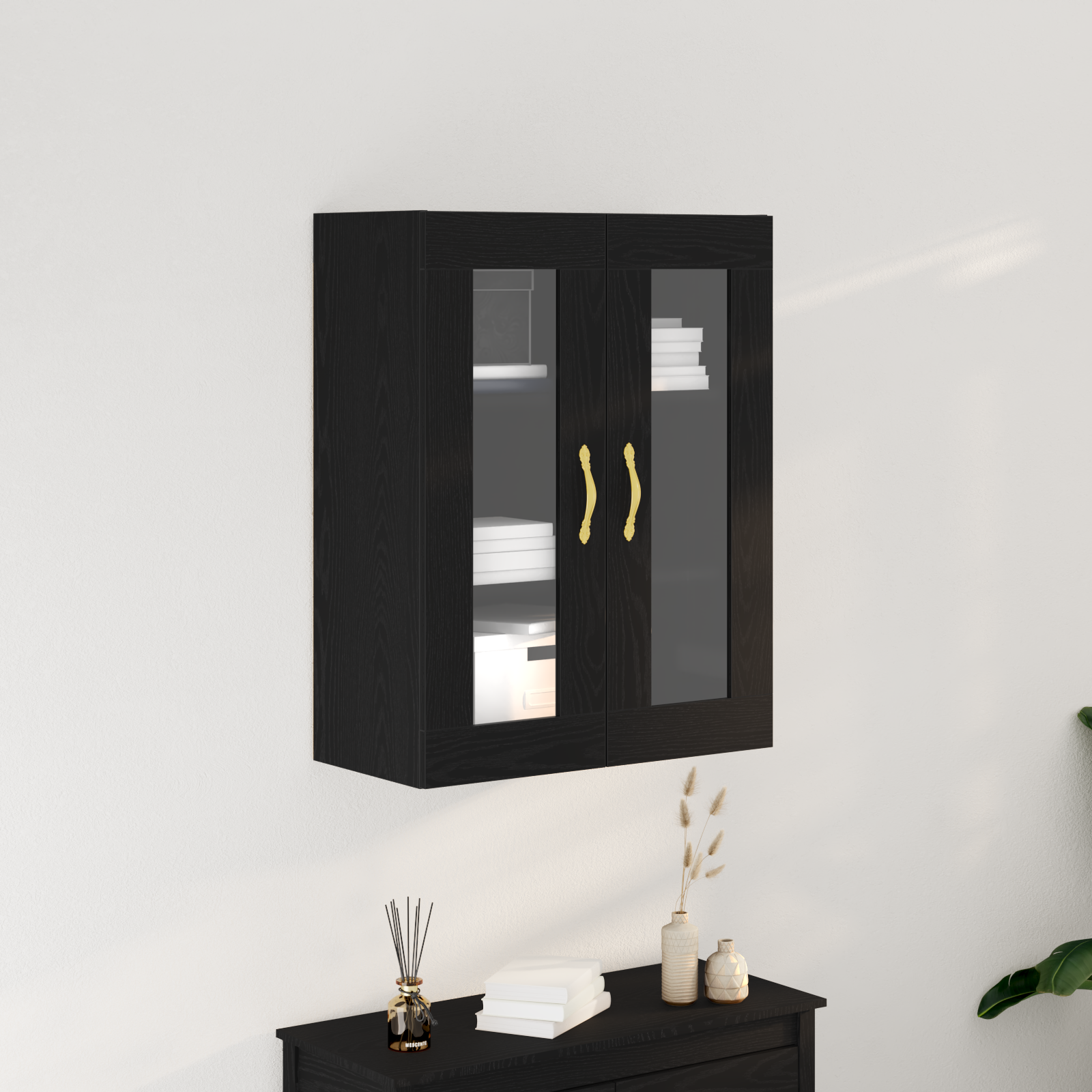 Vægskab Vægmonteret Sort eg 69,5 x 34 x 90 cm Konstrueret træ