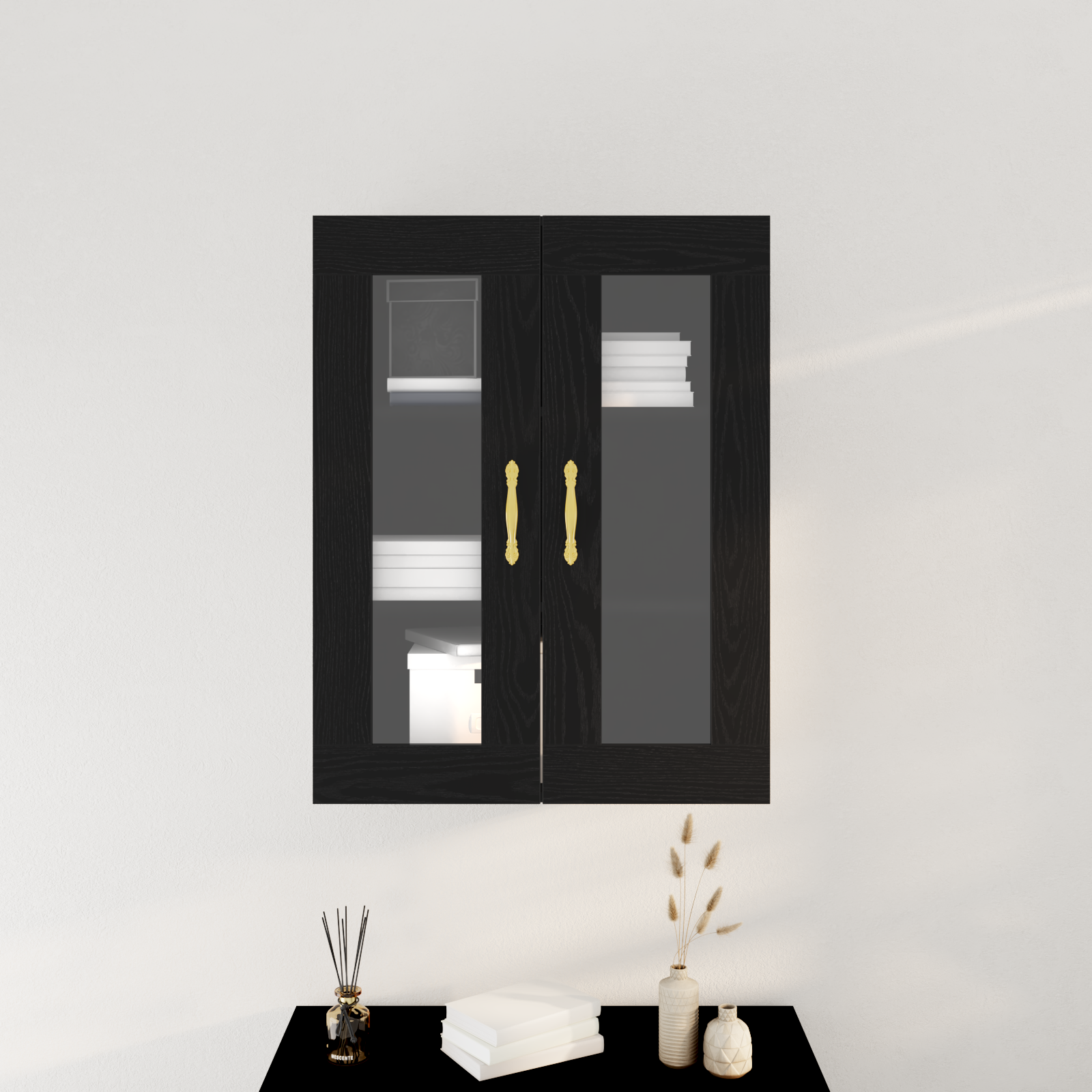 Vægskab Vægmonteret Sort eg 69,5 x 34 x 90 cm Konstrueret træ
