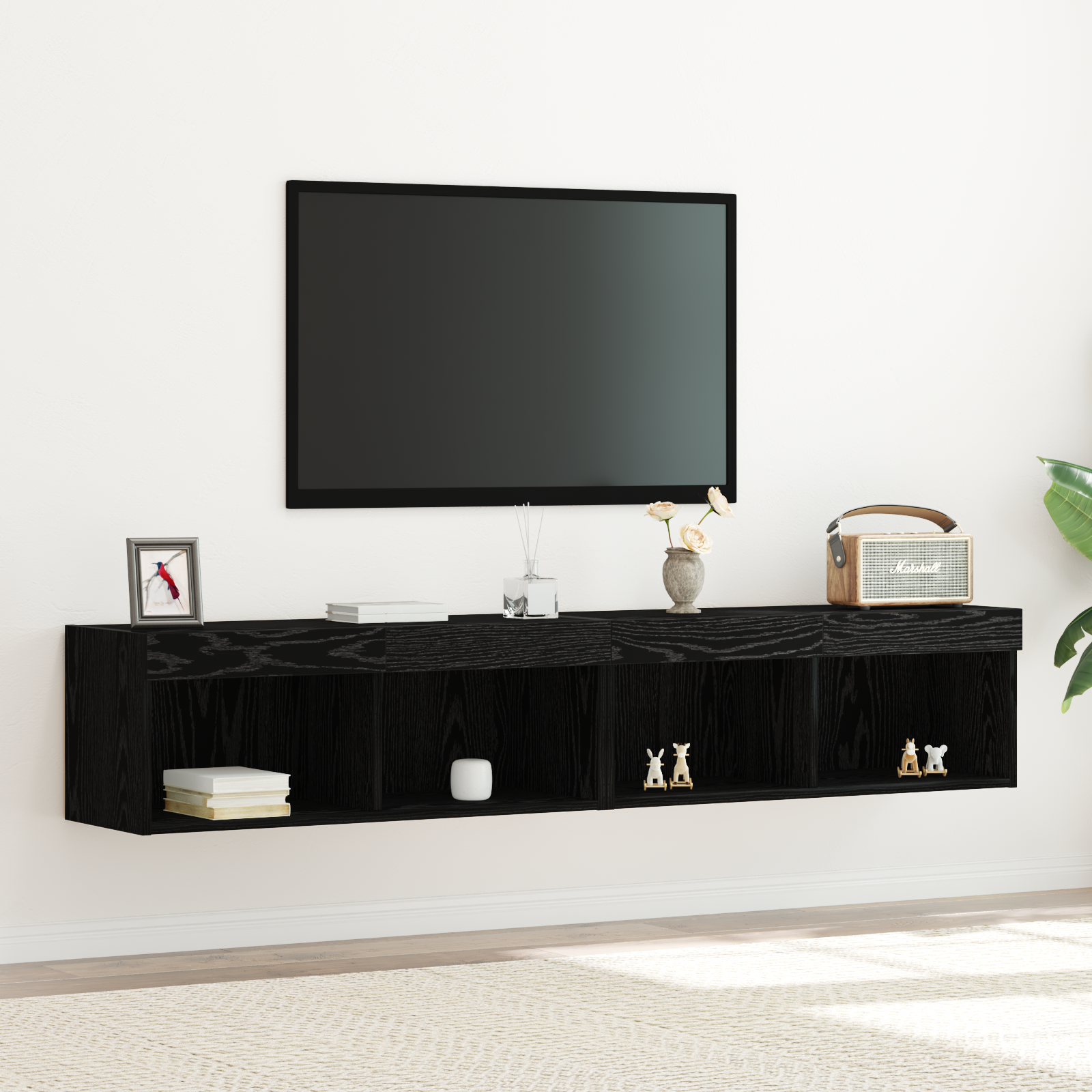 TV-møbelsæt 2 pcs Sort eg 80 x 30 x 30 cm Konstrueret træ