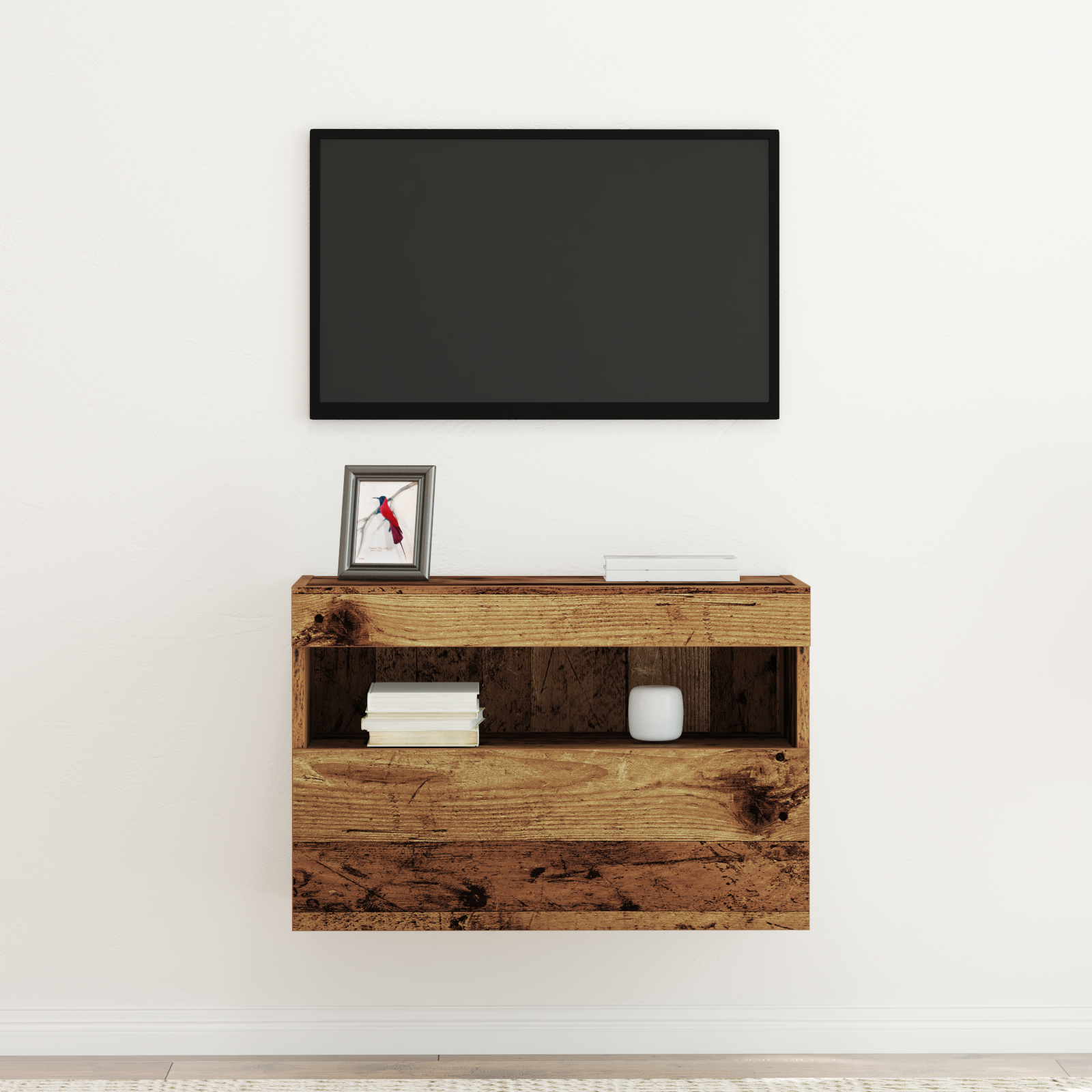 TV vægskab med LED Gammelt træ 60 x 30 x 40 cm Konstrueret træ