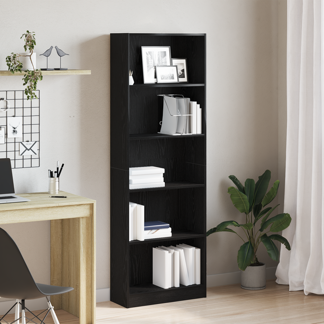 Bogreol 60 x 24 x 176 cm Konstrueret træ Sort eg
