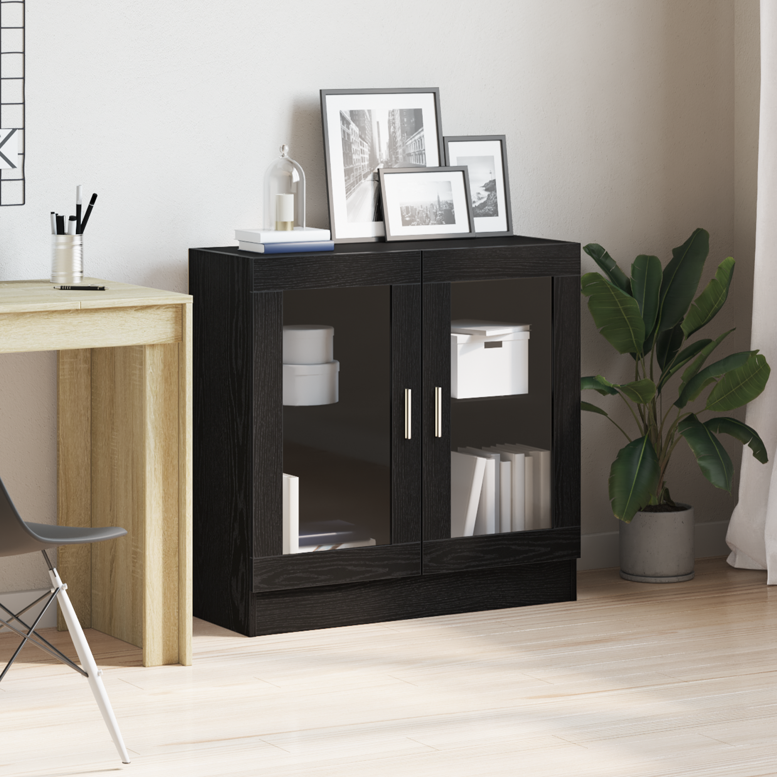 Bogskab Sort eg 82,5 x 30,5 x 80 cm Konstrueret træ
