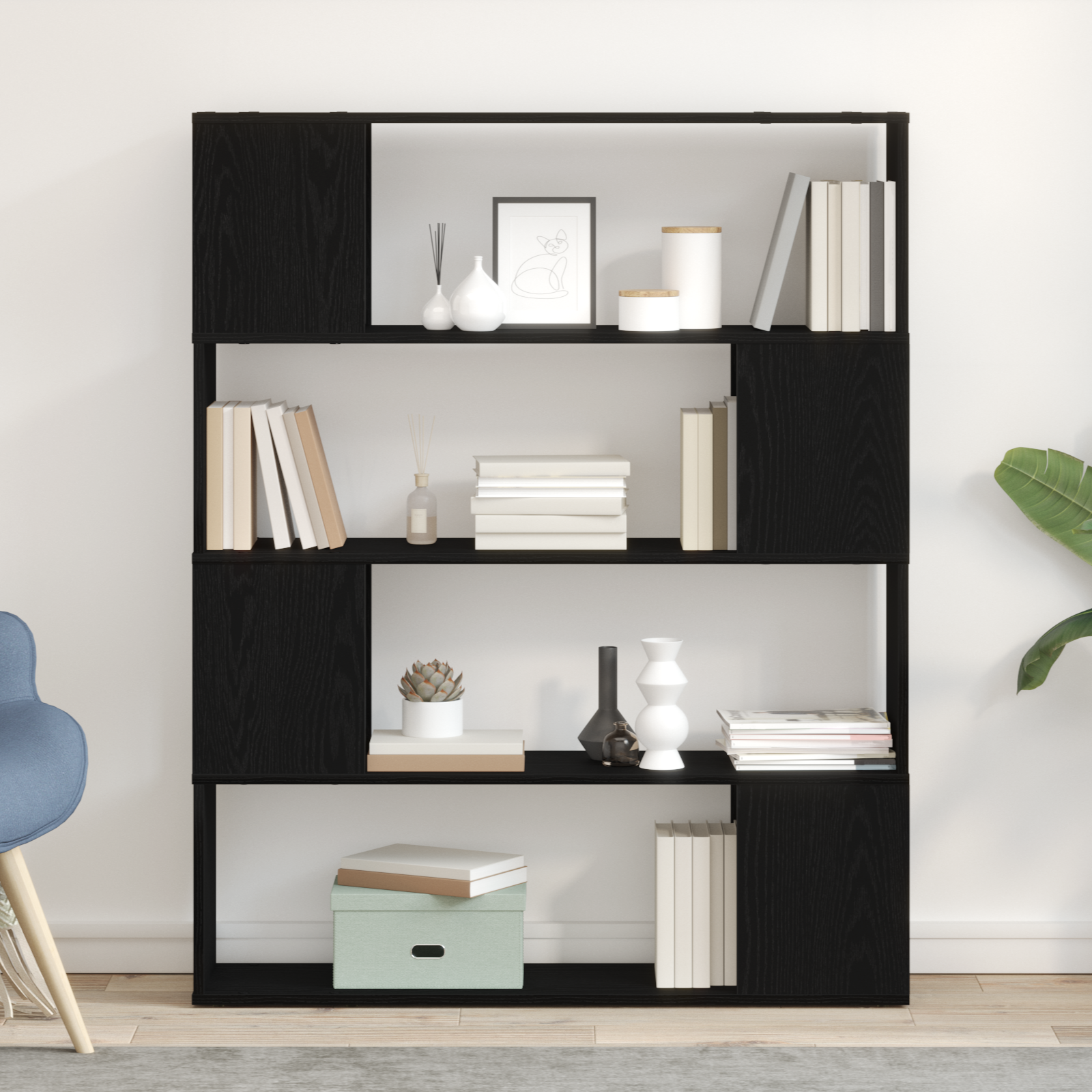 TV-møbelsæt Sort eg 100 x 24 x 124,5 cm Konstrueret træ