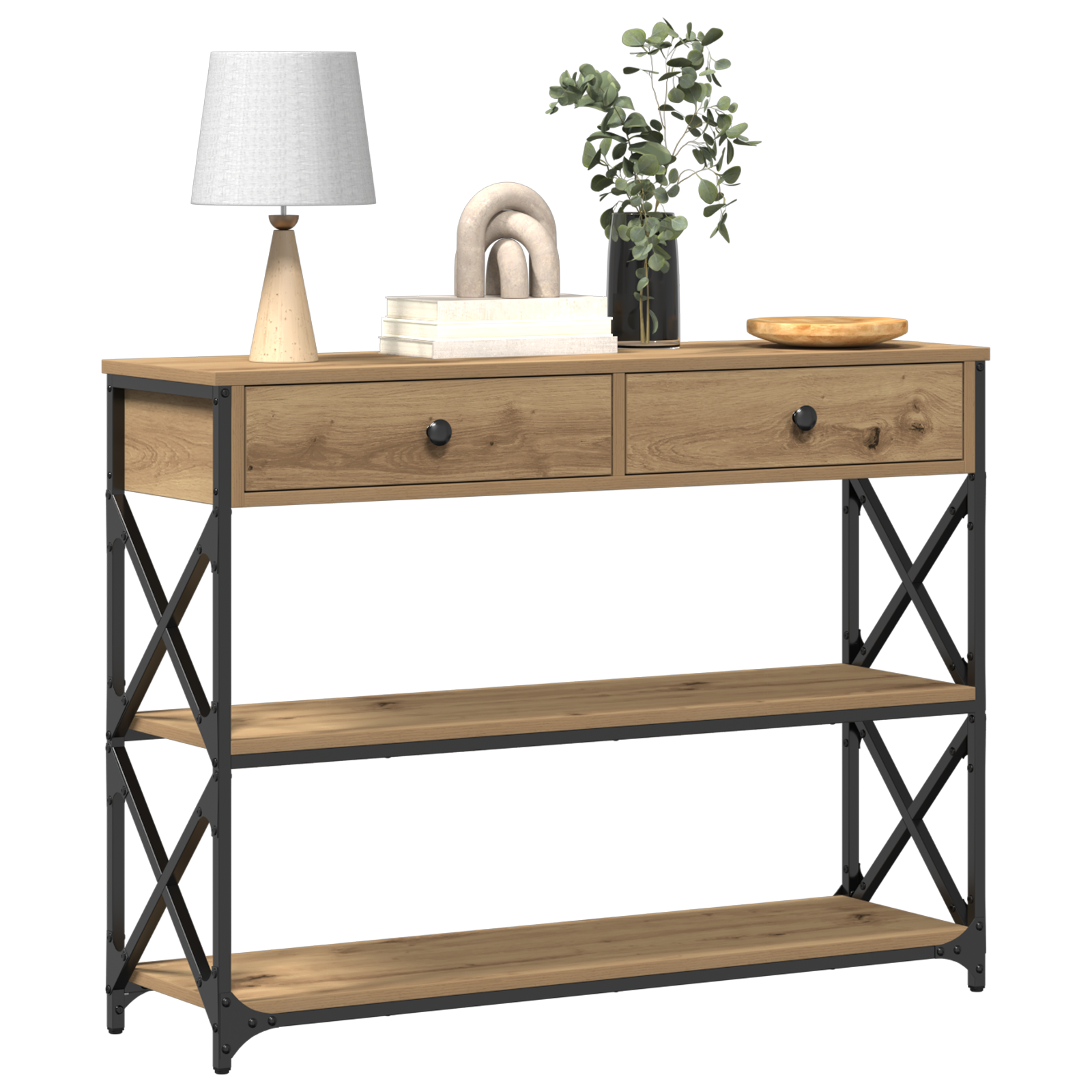 Konsol Bord artisan eg 100 x 28 x 75 cm Laminat træ og metal