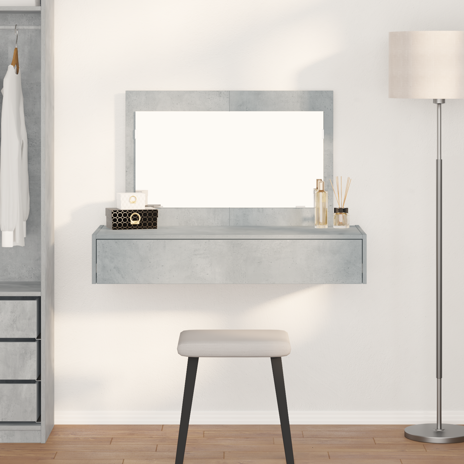 Klædeskab med skuffe Grå 100 x 40 x 70 cm Konstrueret træ