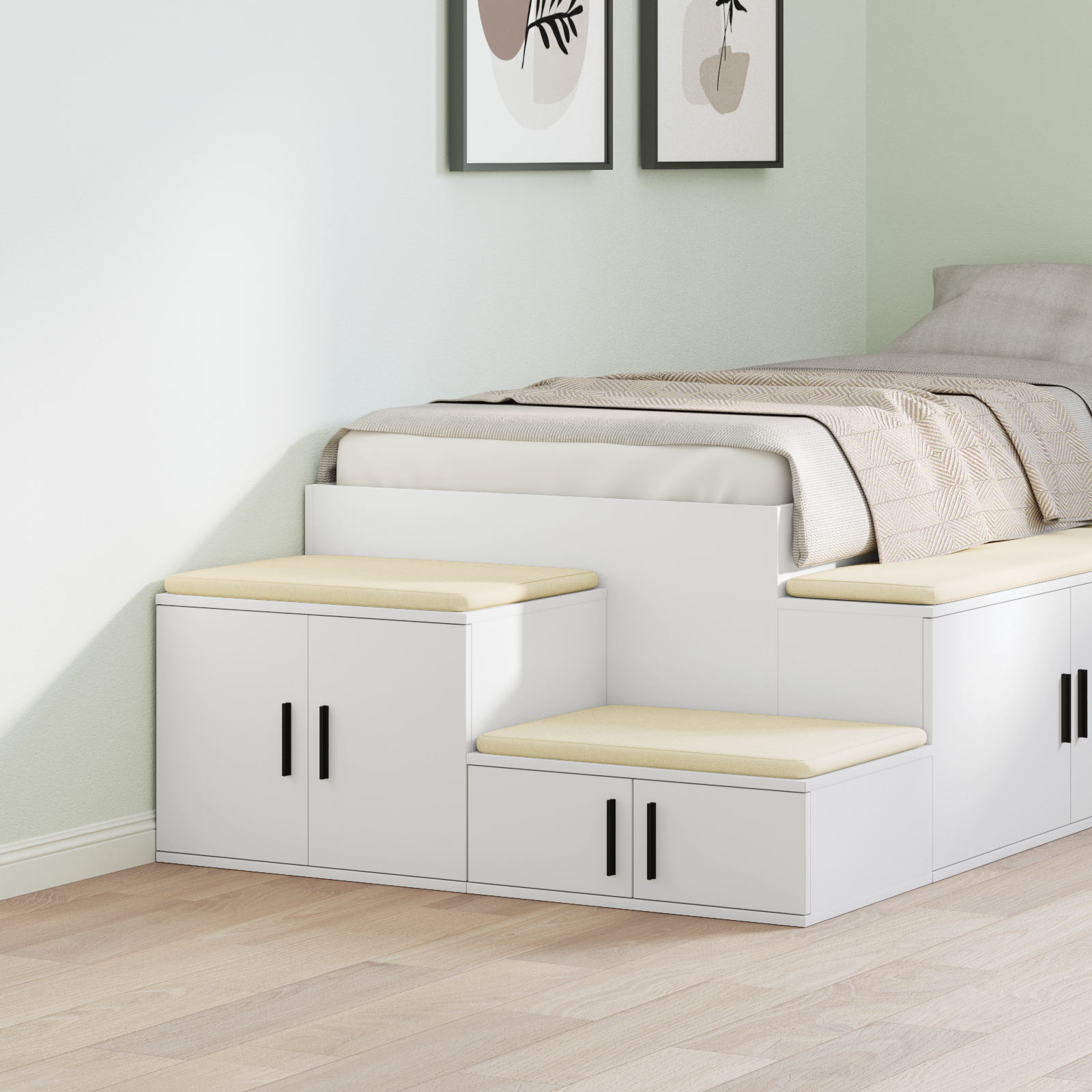 Opbevaringsskab 2 pcs Hvid 118 x 41 x 40 cm Konstrueret træ