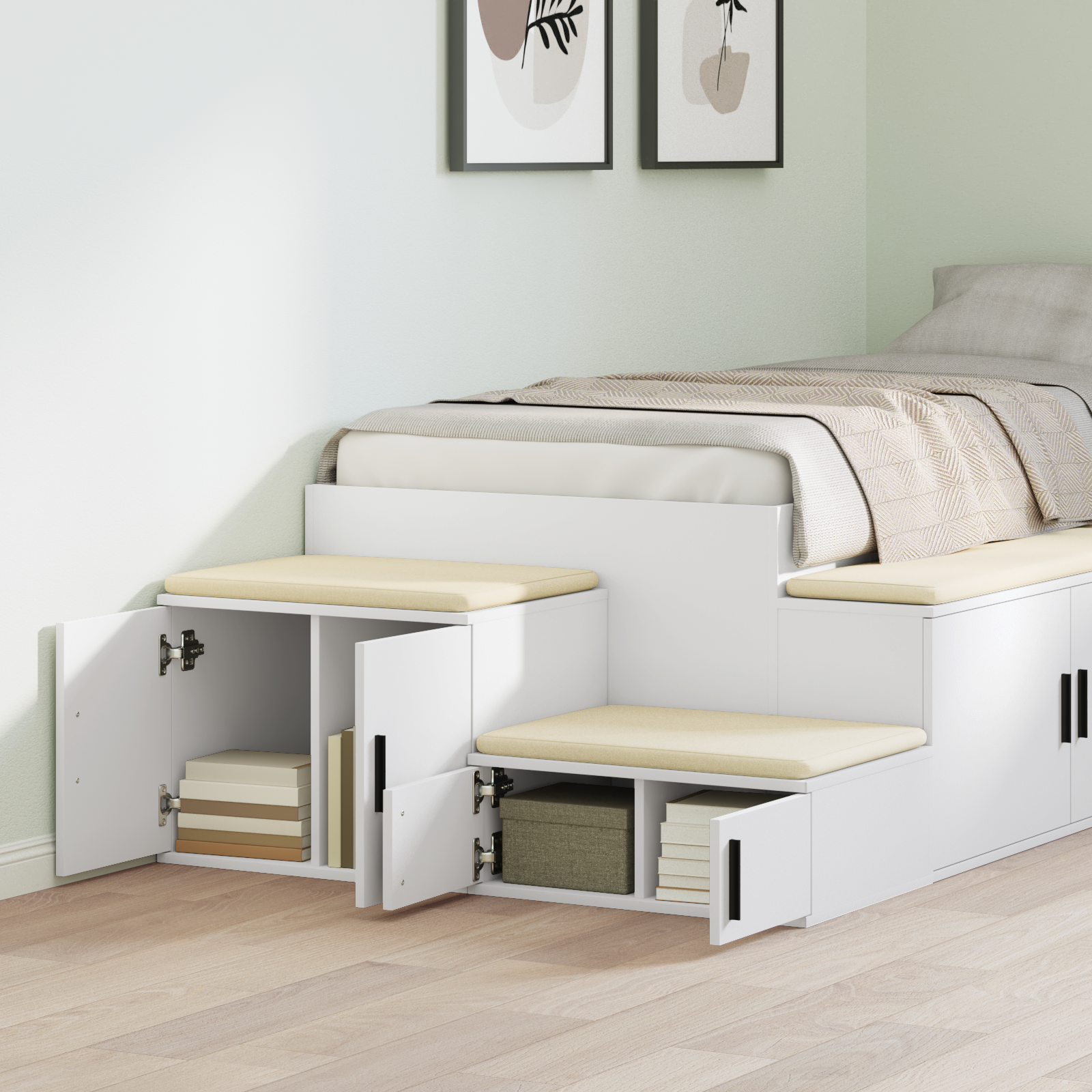 Opbevaringsskab 2 pcs Hvid 118 x 41 x 40 cm Konstrueret træ
