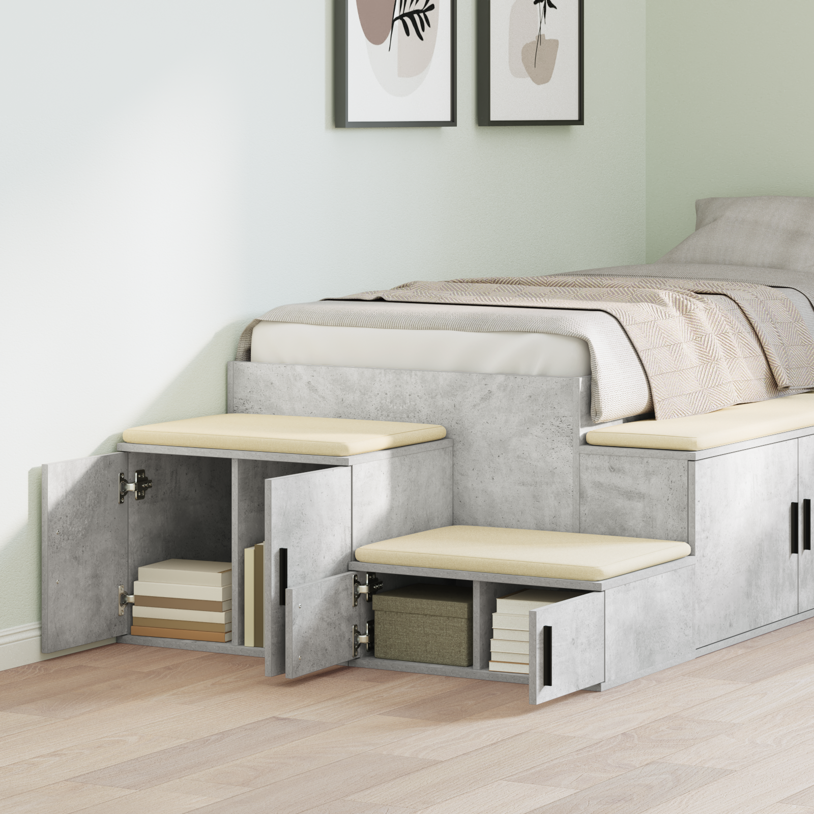 Opbevaringsskab 2 pcs Beton Grå 118 x 41 x 40 cm