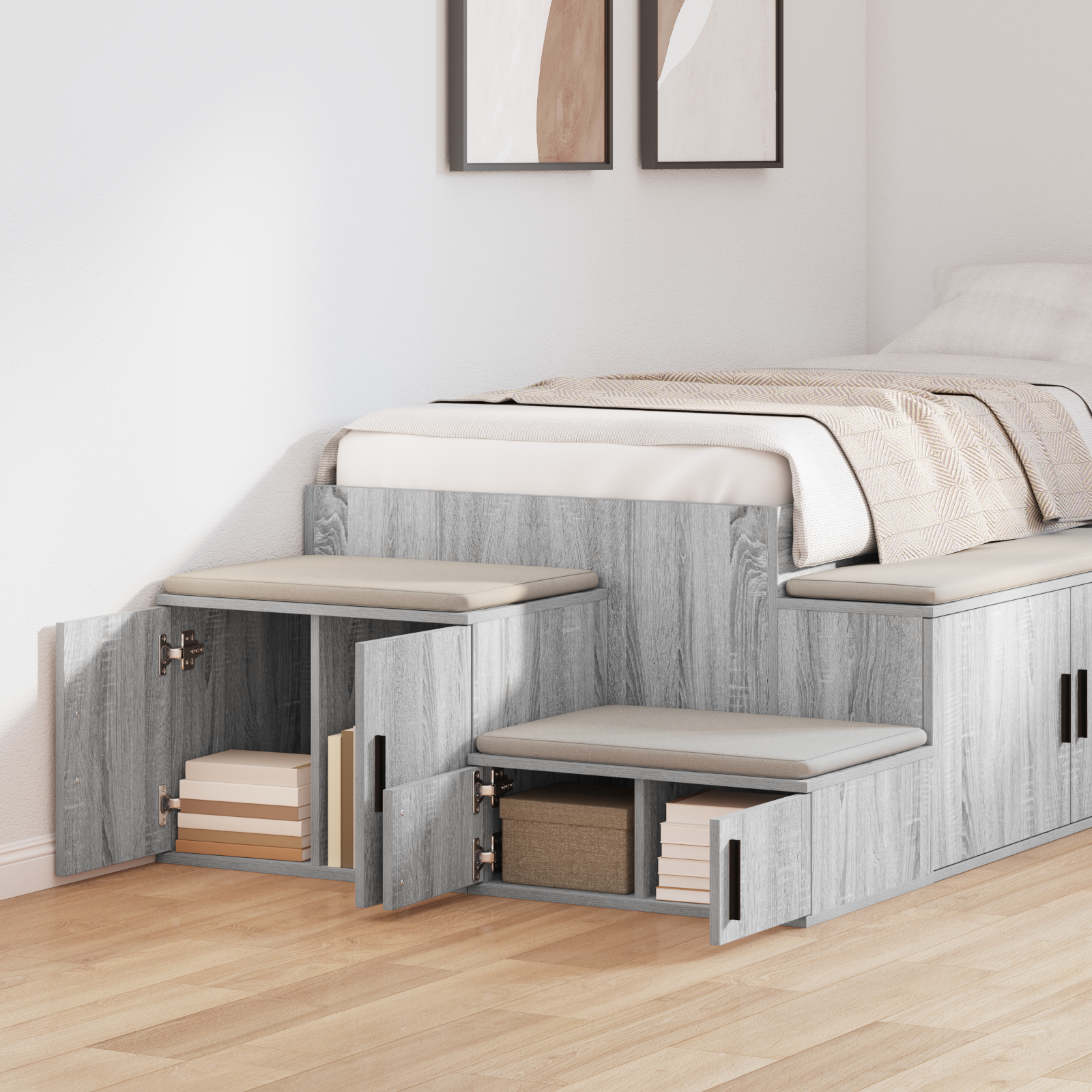 Opbevaringsskab 2 pcs Grå Sonoma 108 x 41 x 40 cm