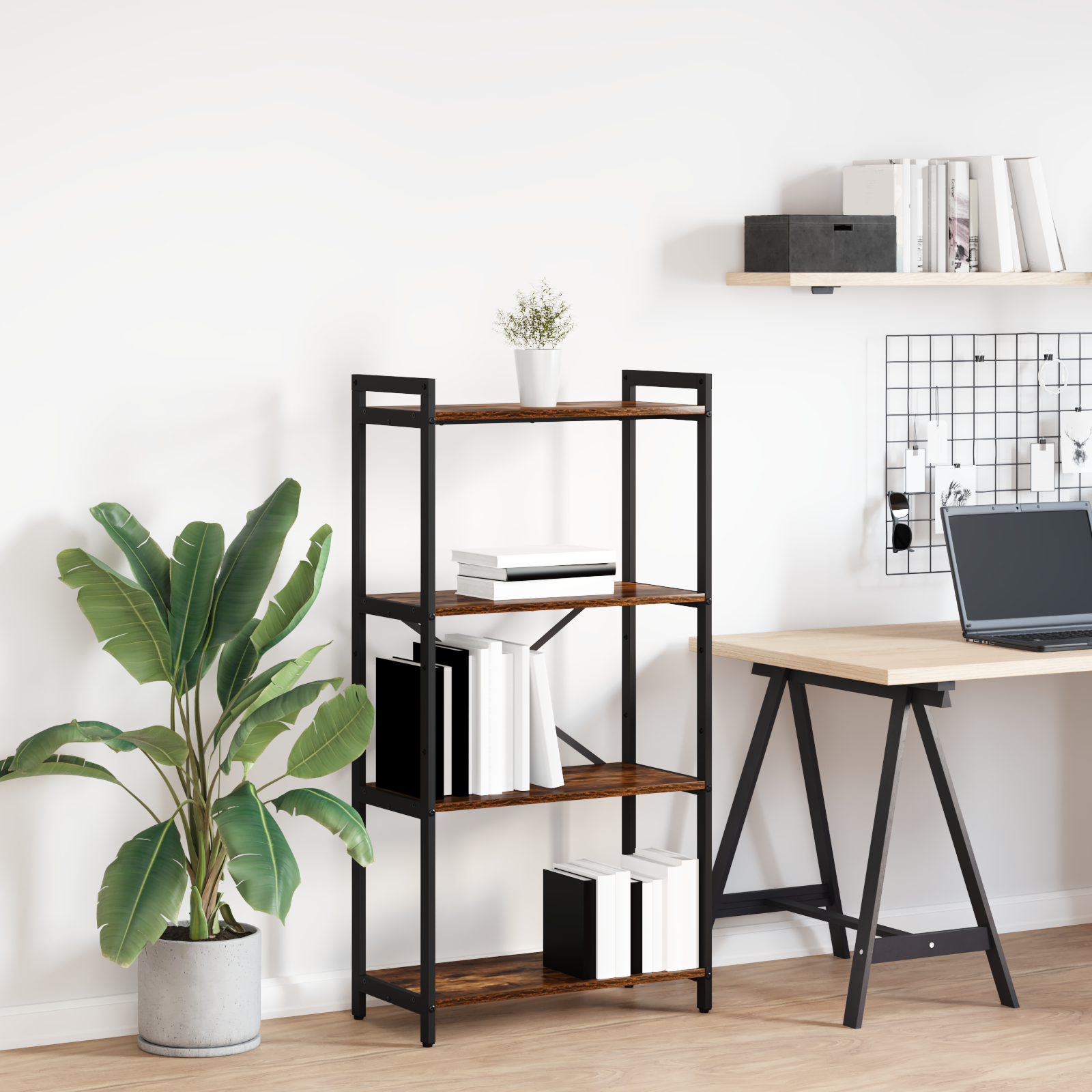 Bogreol Røget eg 60 x 30 x 120 cm Konstrueret træ