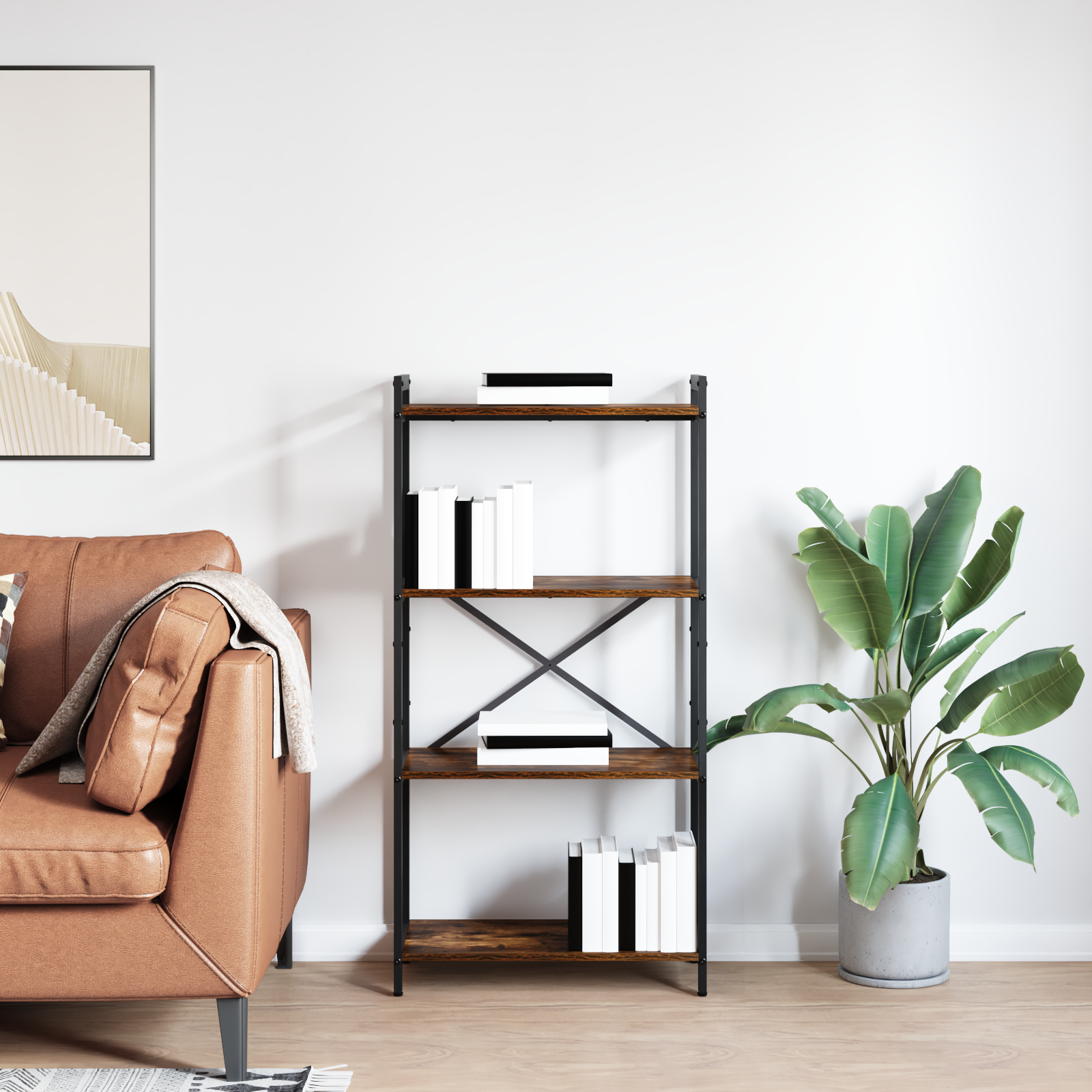 Bogreol Røget eg 60 x 30 x 120 cm Konstrueret træ