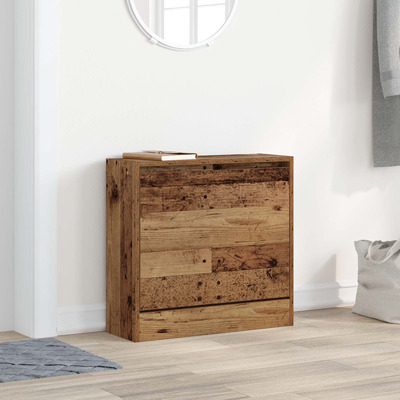 Sko skab med hylde Gammelt træ 60 x 21 x 57 cm Konstrueret træ