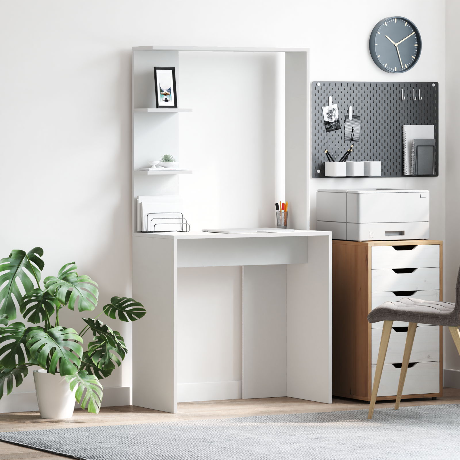 Hvidt Computerbord Hvid Træ Mellem Computerbord Rektangulær