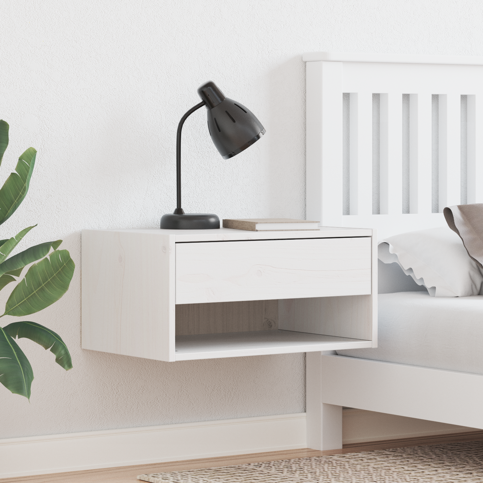 Sengebord 2 pcs Hvid 50 x 32,5 x 24 cm Massivt fyrretræ