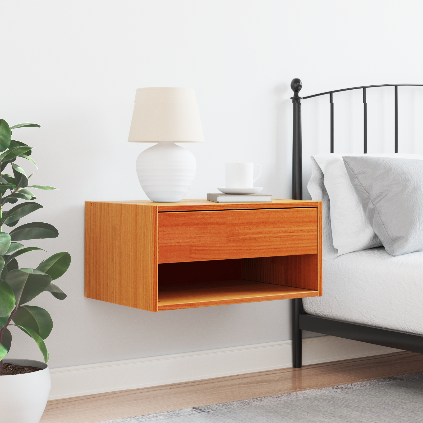 Sengebord Voks brun 50 x 32,5 x 24 cm Massivt fyrretræ