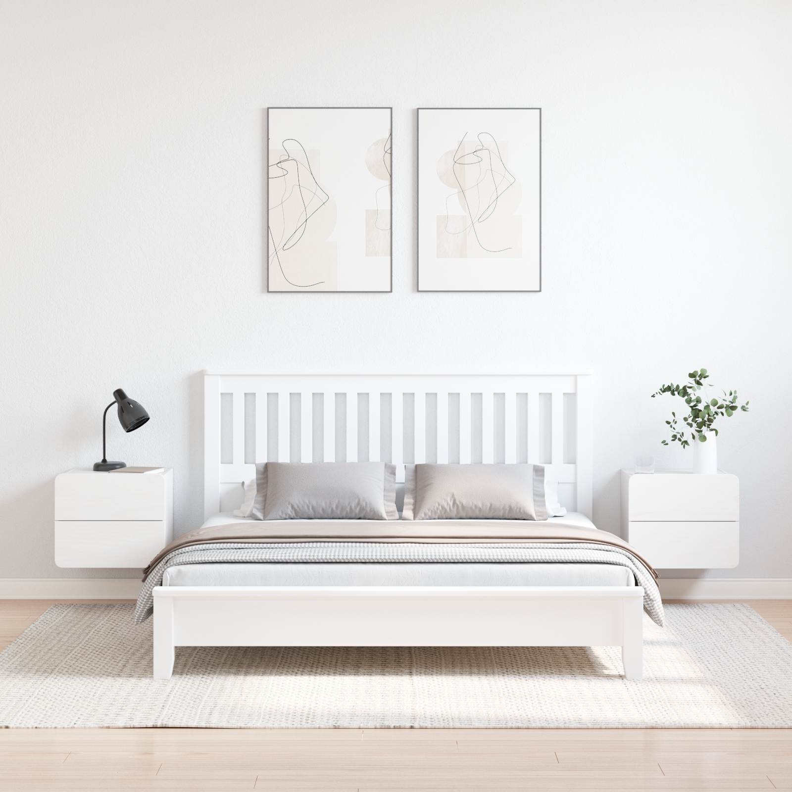 Sengebord 2 pcs Hvid 39 x 34 x 33 cm Massivt fyrretræ