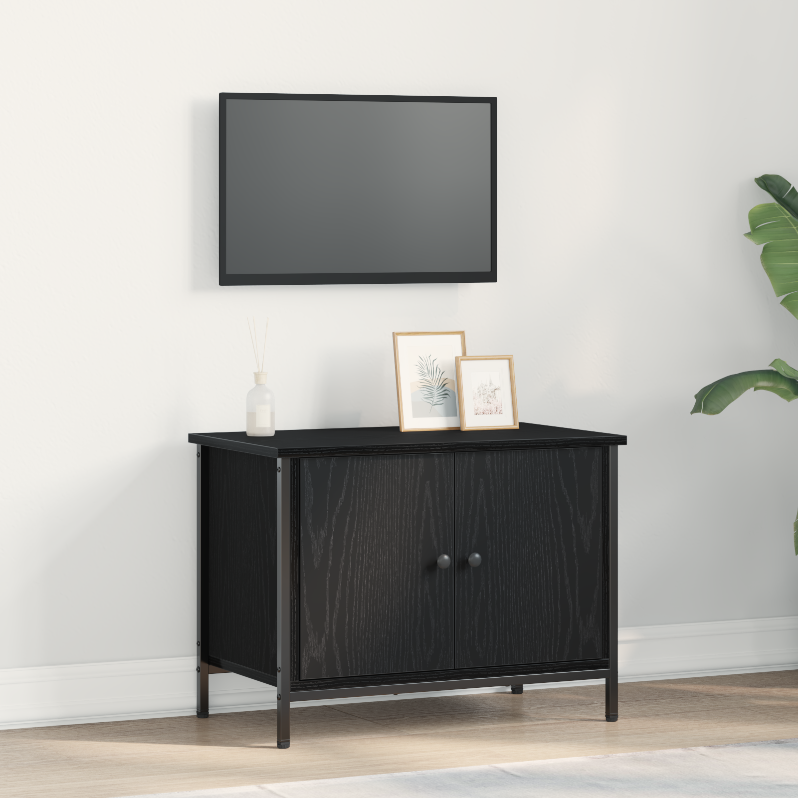 TV-skab Sort eg 60 x 35 x 45 cm Konstrueret træ