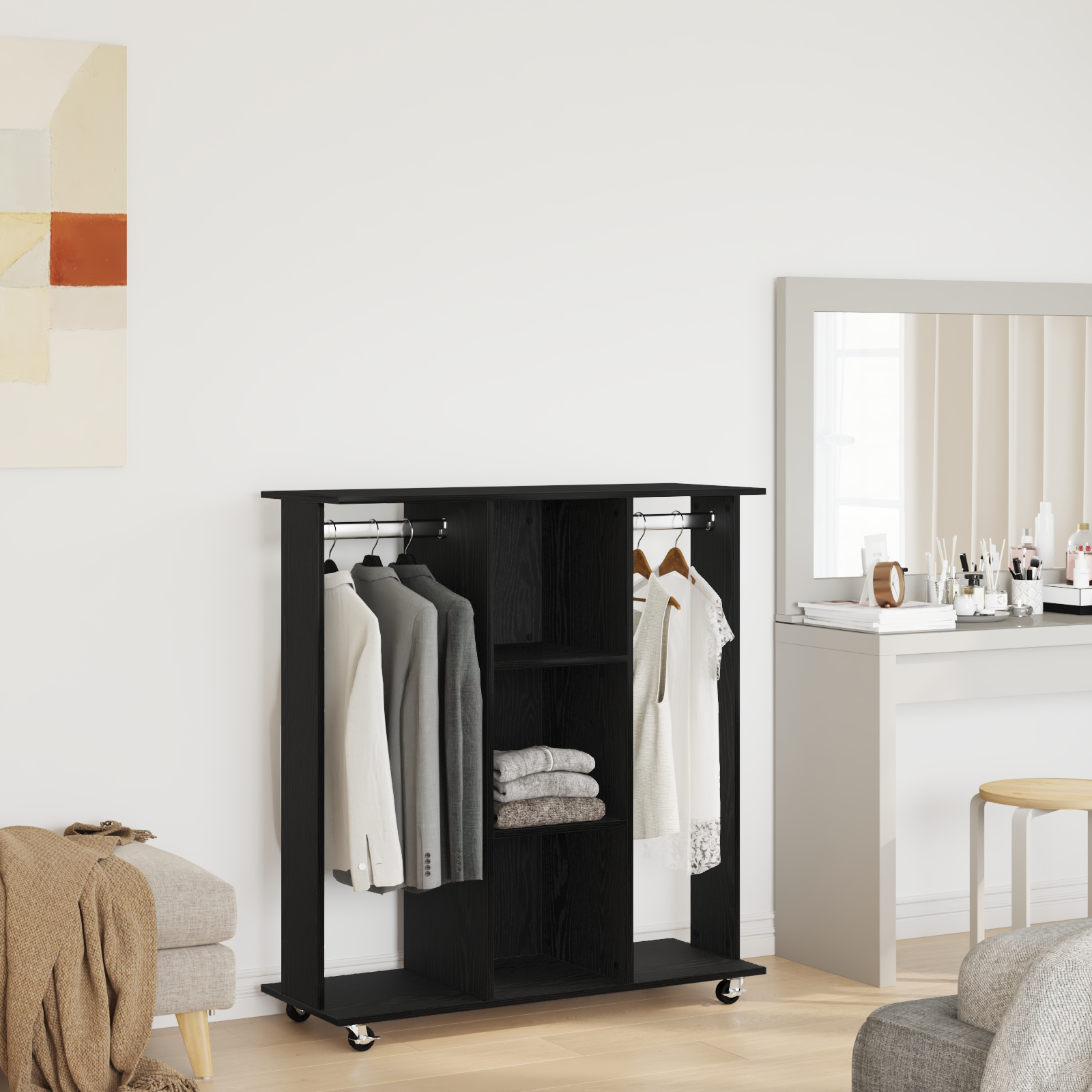 Garderobe med hylde Sort eg 102 x 38 x 110 cm Konstrueret træ