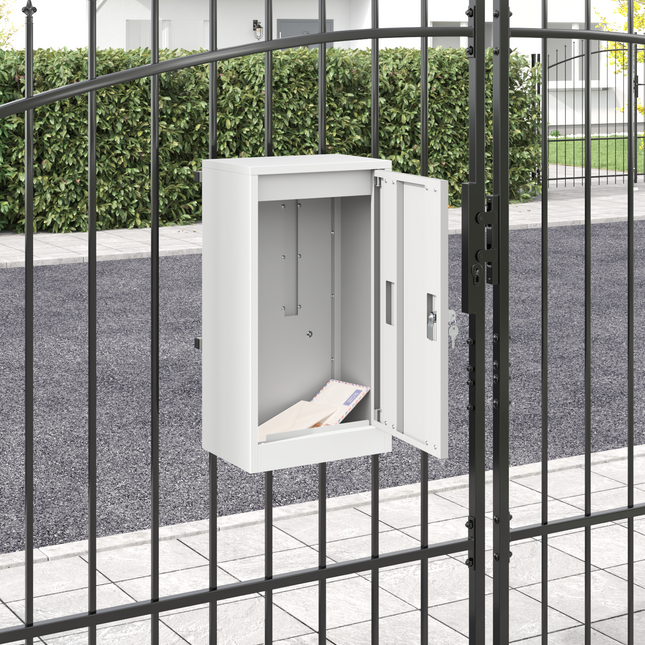 postkasse med opbevaring med dør Hvid 30 x 20 x 55 cm Stål
