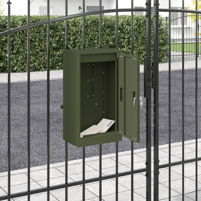 postkasse med opbevaring Olivengrøn 30 x 20 x 55 cm Stål