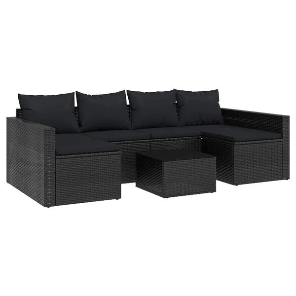 loungesæt til haven 2 dele med hynder polyrattan sort